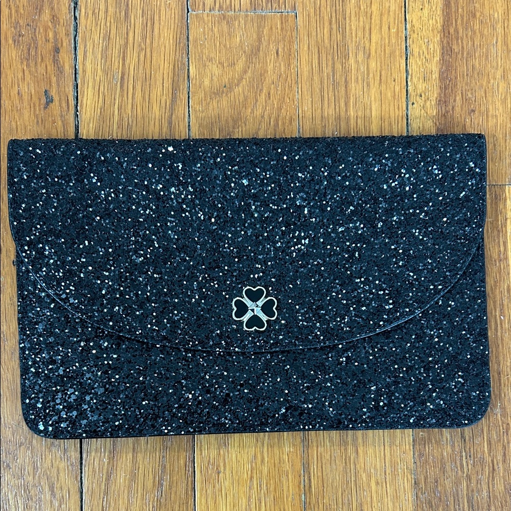 Kate Spade Black Glitter Clutch Bag